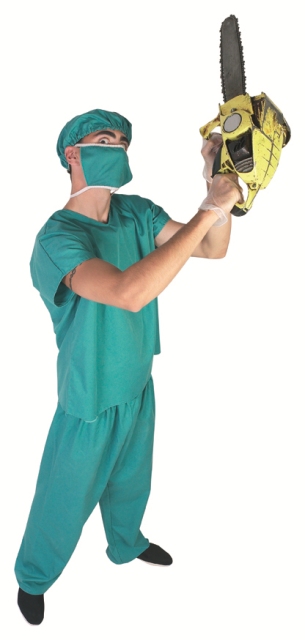 Surgeon with chainsaw