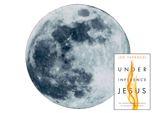 Under the Influence of Jesus book cover and the moon