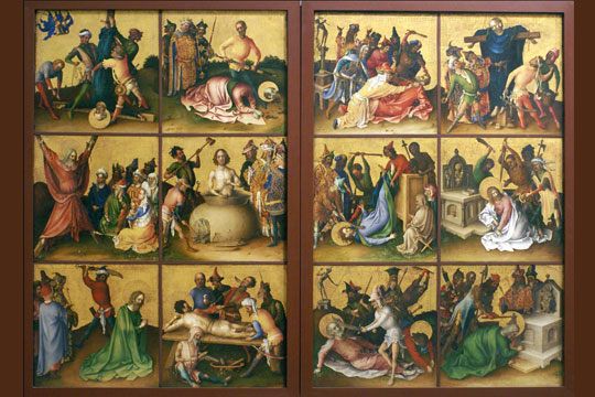 Stefan Lochner, "Die Apostelmartyrien." "The Martyrdom of the Apostles," 1435-40, public domain via Wikimedia Commons.
