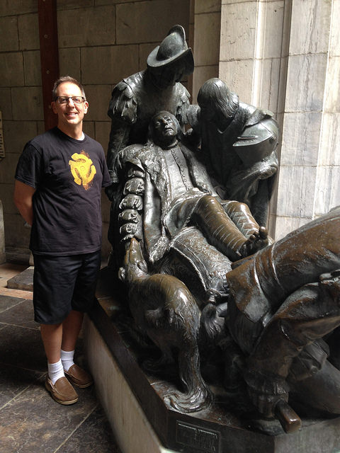 Here I am in Loyola, the birthplace of Ignatius (1491). Although he sought a military career, his plans were destroyed by a canon ball (1521) which shattered his knee (depicted in the statue next to which I am standing). While recuperating (after nearly dying), he sought to pass the time by reading tales of adventure and romance but all that was available were books about the life of Christ and the saints. By studying and reflecting on these, he came to realize he was fighting for the wrong army! What "cannon ball" experiences have you had—experiences that forced you to change the direction of your life?