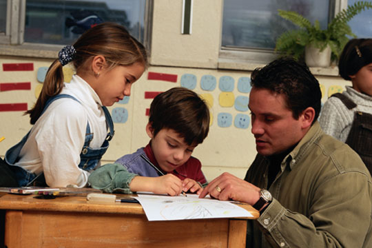 teacher with students