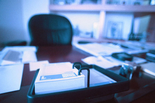 desk with paperwork