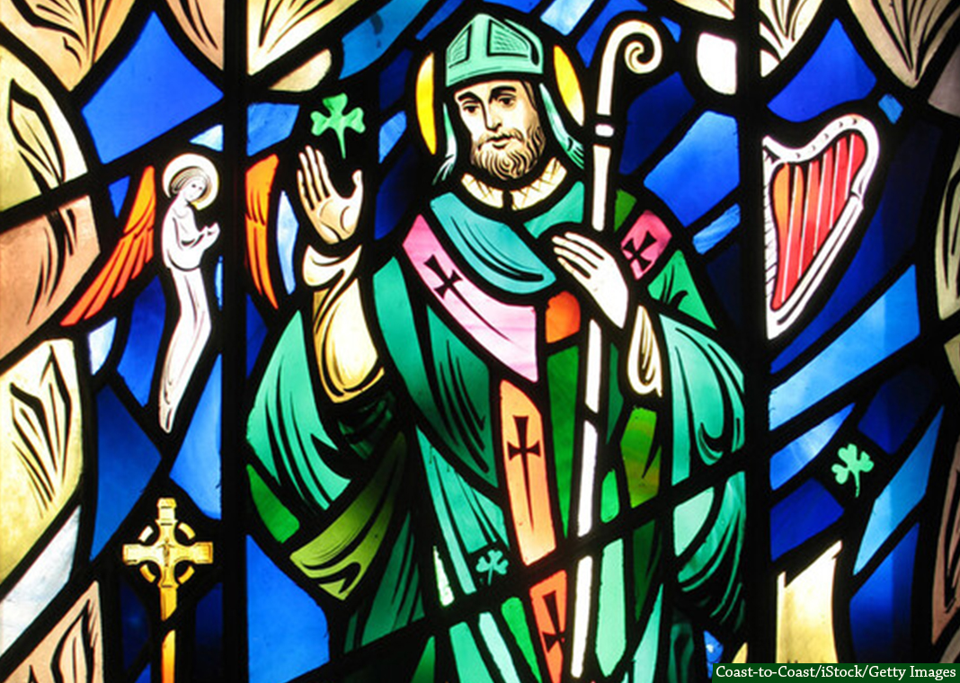 Saint Patrick stained glass window - Coast-to-Coast/iStock/Getty Images
