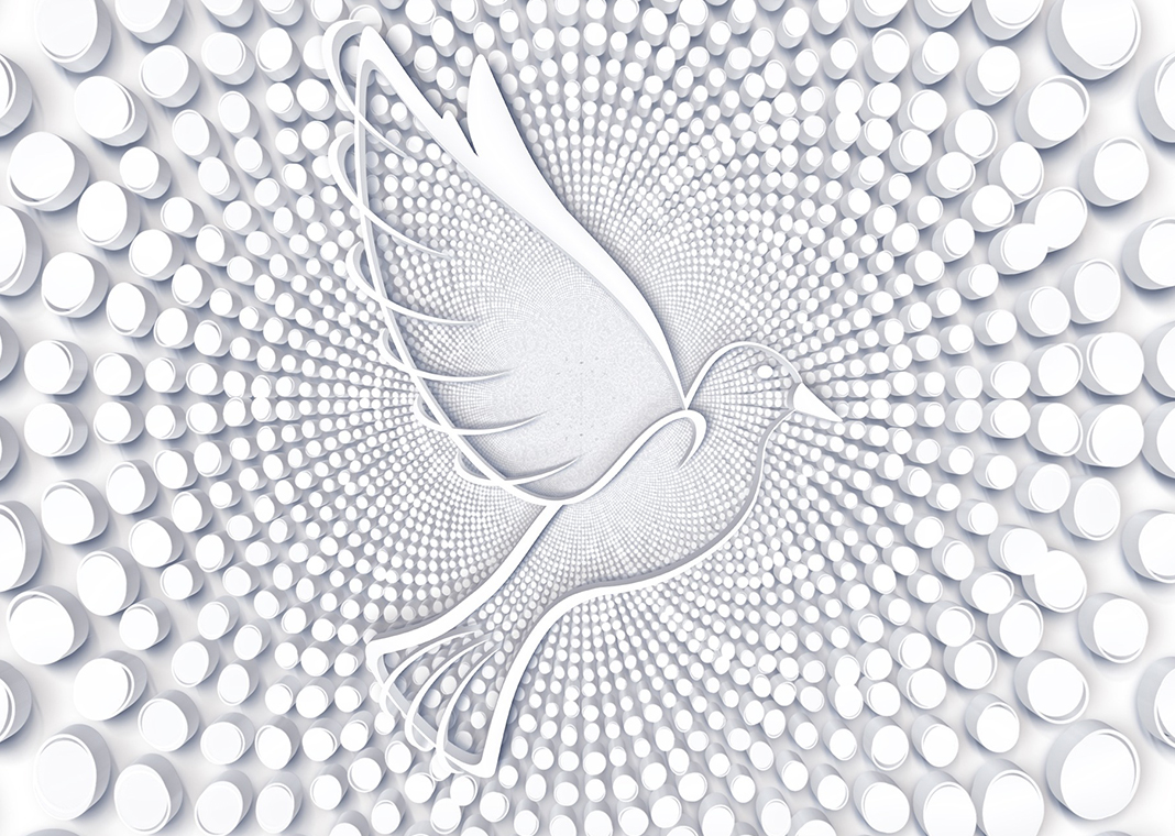 dove in setting of black and white circles - image by Gerd Altmann from Pixabay
