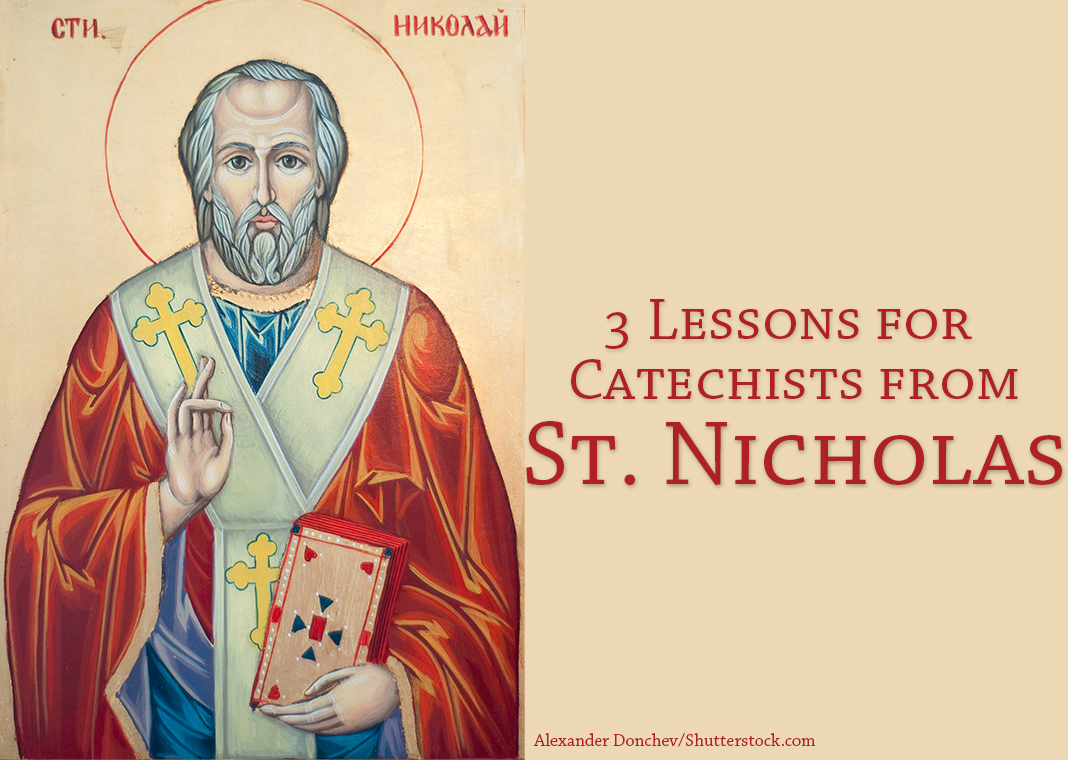 3 Lessons for Catechists from St. Nicholas - text next to icon of St. Nicholas - Alexander Donchev/Shutterstock.com