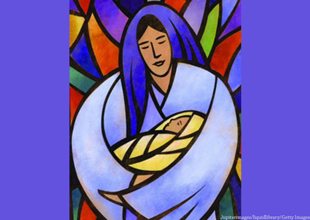 Mary with Baby Jesus in stained glass - Jupiterimages/liquidlibrary/Getty Images
