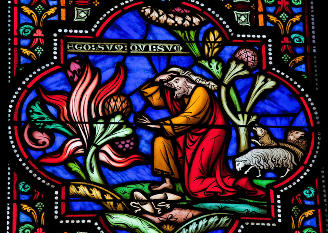 Moses and the burning bush - stained glass - Jorisvo/iStock/Getty Images
