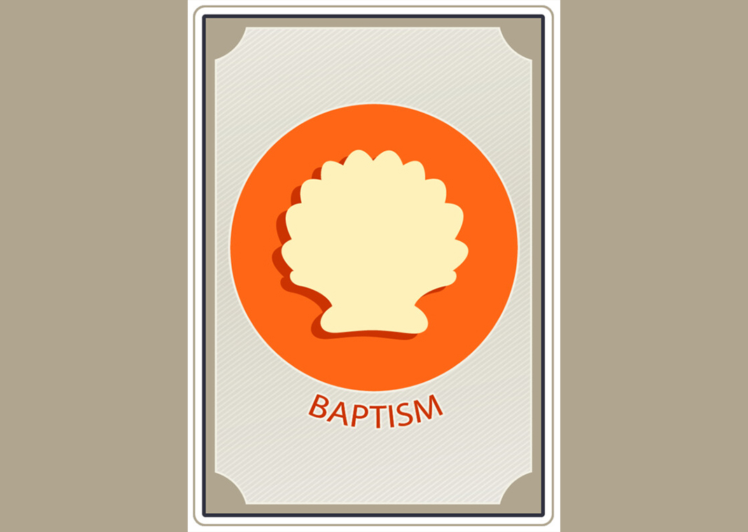 word "Baptism" beneath a shell as symbol of the sacrament - Lorelyn Medina/Shutterstock.com