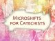 microshifts for catechists - text on background of colored broken glass