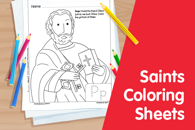 Saints Coloring Sheets - image of St. Peter as sample of the sheets
