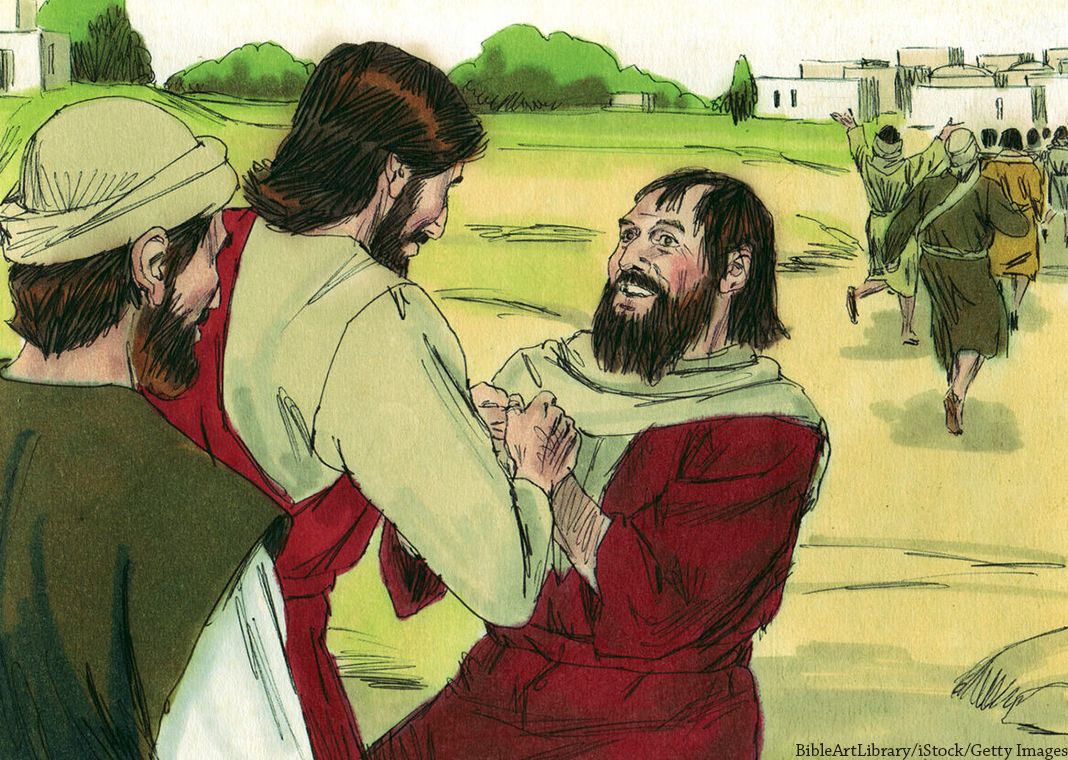 grateful man healed of leprosy by Jesus - BibleArtLibrary/iStock/Getty Images