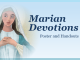 Marian Devotions Poster and Handouts - text next to image of Mary