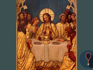 Institution of the Eucharist - sedmak/iStock/Getty Images - rosary icon by bortonia/DigitalVision/Getty Images