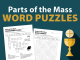 Parts of the Mass Word Puzzles - crossword puzzle and word search