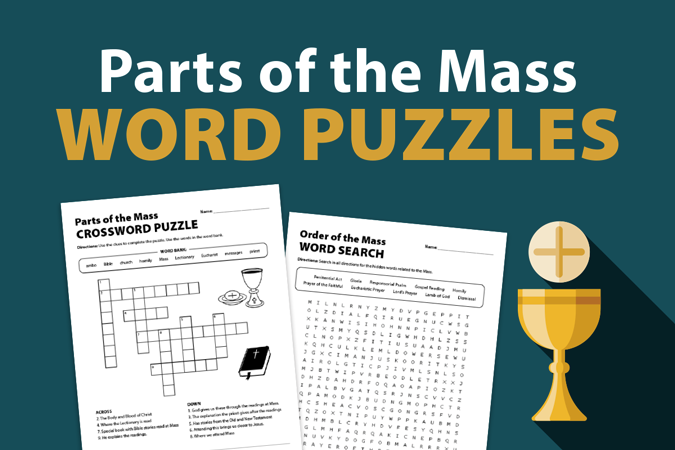 Parts of the Mass Word Puzzles - crossword puzzle and word search